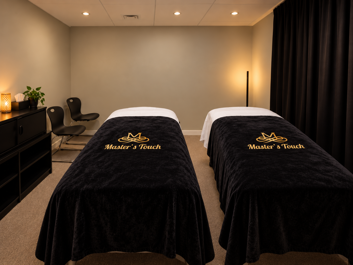 Serene two-table couples treatment room at Master’s Touch