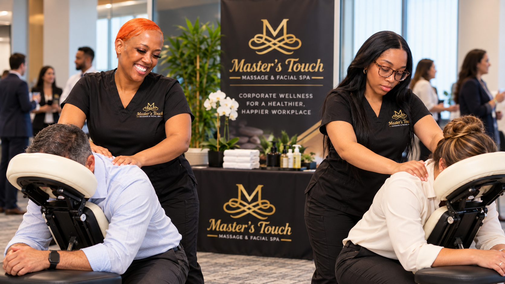 Corporate chair massage at a professional event
